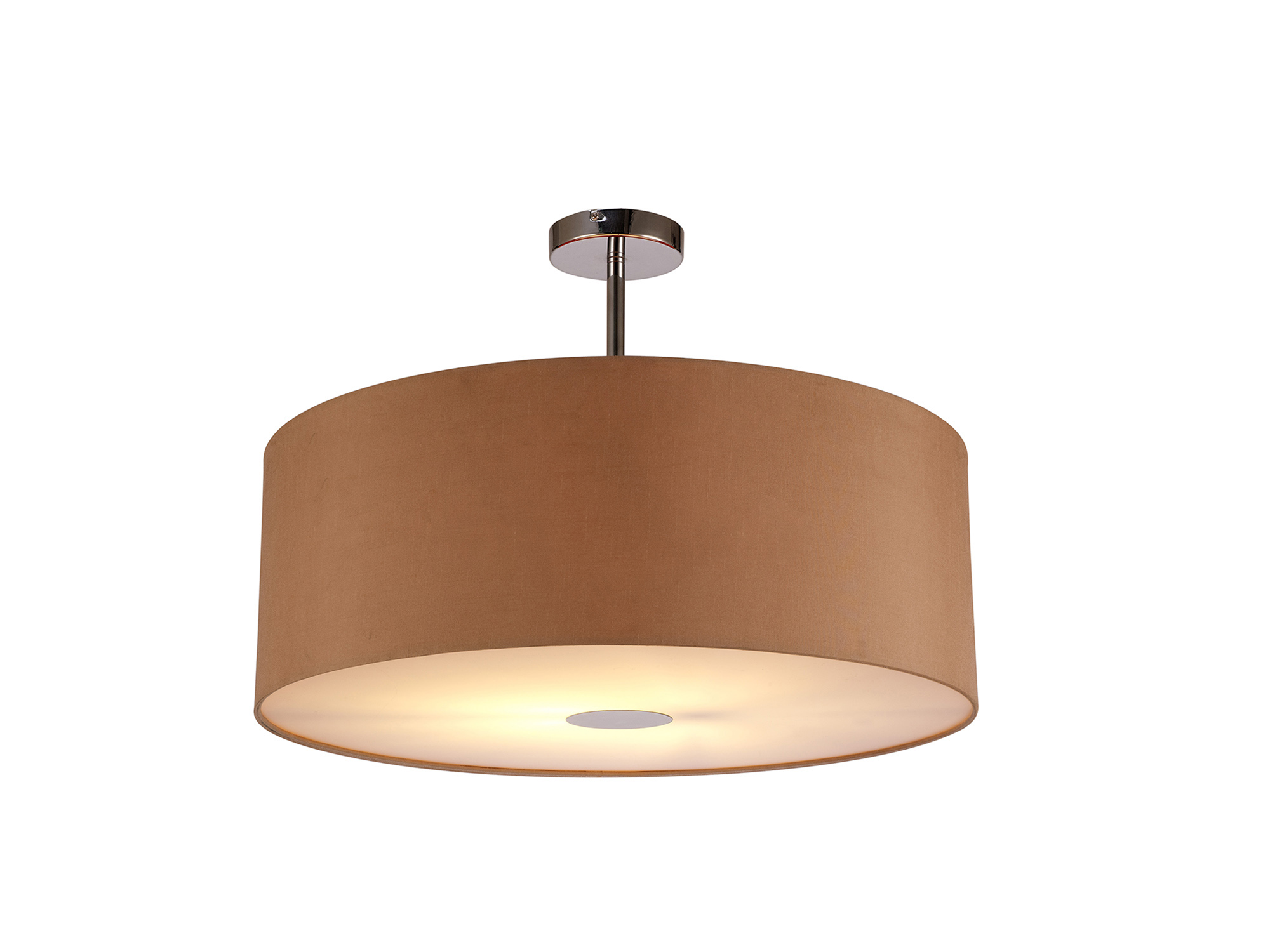 DK0116  Baymont 60cm Semi Flush 1 Light Polished Chrome; Antique Gold/Ruby; Frosted Diffuser